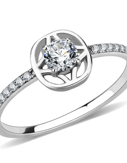 Load image into Gallery viewer, DA238 - High polished (no plating) Stainless Steel Ring with AAA Grade CZ in Clear
