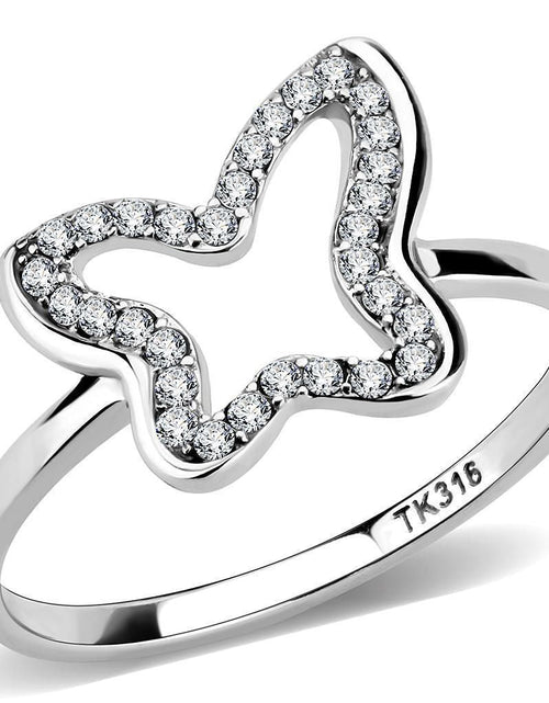 Load image into Gallery viewer, DA241 - High polished (no plating) Stainless Steel Ring with AAA Grade CZ in Clear
