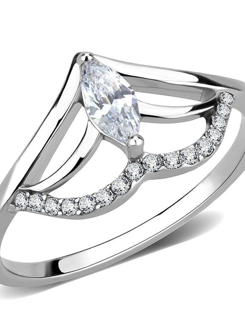 Load image into Gallery viewer, DA248 - High polished (no plating) Stainless Steel Ring with AAA Grade CZ in Clear
