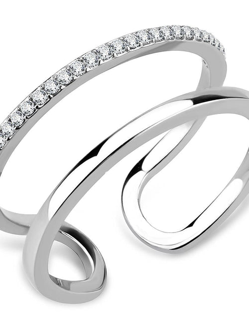 Load image into Gallery viewer, DA249 - High polished (no plating) Stainless Steel Ring with AAA Grade CZ in Clear
