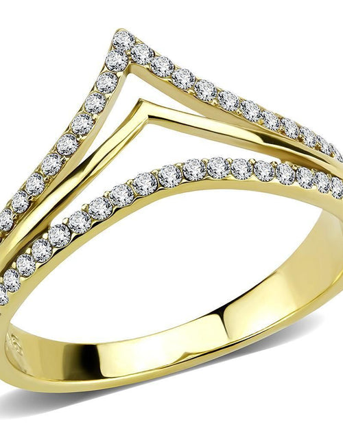 Load image into Gallery viewer, DA250 - IP Gold(Ion Plating) Stainless Steel Ring with AAA Grade CZ in Clear
