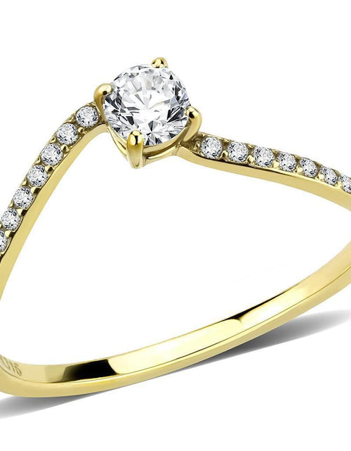 Load image into Gallery viewer, DA256 - IP Gold(Ion Plating) Stainless Steel Ring with AAA Grade CZ in Clear

