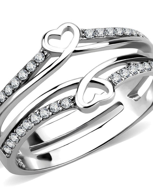 Load image into Gallery viewer, DA242 - High polished (no plating) Stainless Steel Ring with AAA Grade CZ in Clear
