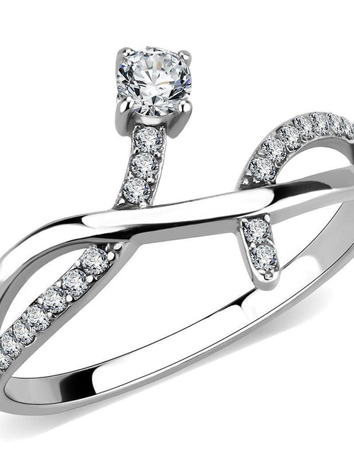 Load image into Gallery viewer, DA240 - High polished (no plating) Stainless Steel Ring with AAA Grade CZ in Clear
