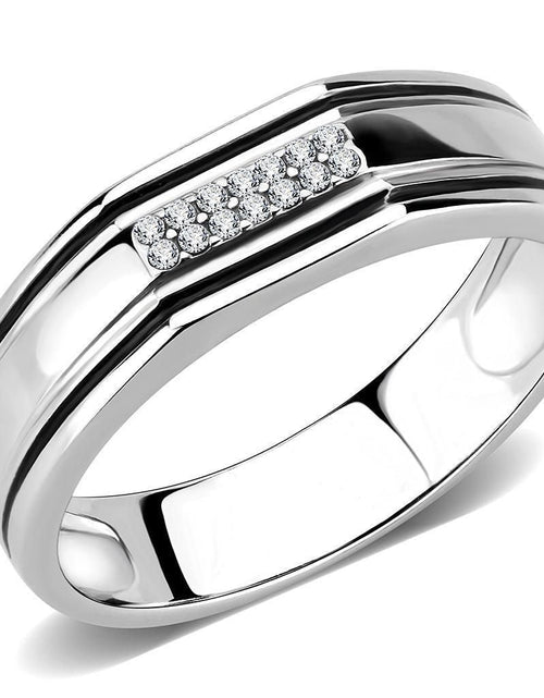 Load image into Gallery viewer, DA254 - High polished (no plating) Stainless Steel Ring with AAA Grade CZ in Clear
