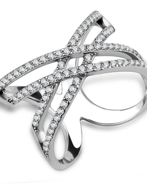 Load image into Gallery viewer, DA255 - High polished (no plating) Stainless Steel Ring with AAA Grade CZ in Clear
