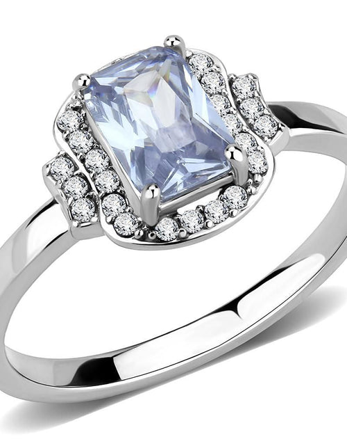 Load image into Gallery viewer, DA246 - High polished (no plating) Stainless Steel Ring with AAA Grade CZ in Light Amethyst
