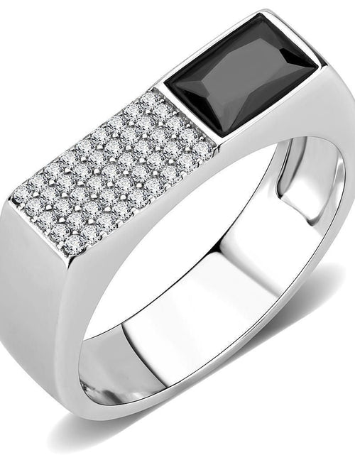 Load image into Gallery viewer, DA252 - High polished (no plating) Stainless Steel Ring with AAA Grade CZ in Black Diamond
