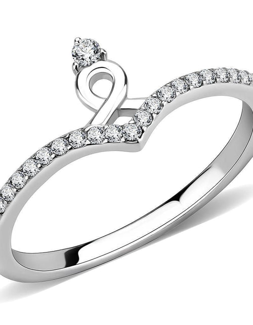 Load image into Gallery viewer, DA237 - High polished (no plating) Stainless Steel Ring with AAA Grade CZ in Clear
