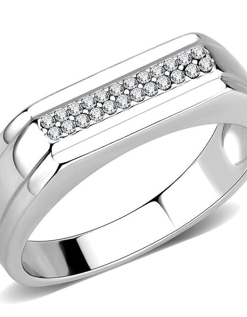 Load image into Gallery viewer, DA251 - High polished (no plating) Stainless Steel Ring with AAA Grade CZ in Clear
