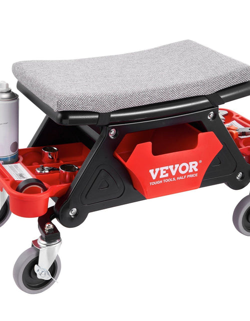 Load image into Gallery viewer, Mechanics Stool, 300 LBS Capacity Rolling Mechanic Seat with 4" Wheels, with Three Slide Out Tool Trays and Drawer, Heavy Duty Roller Creeper Seat for Home Garage DIY Automotive
