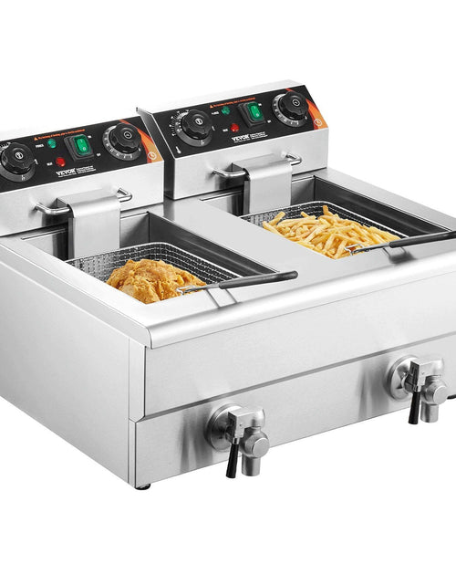Load image into Gallery viewer, Commercial Electric Deep Fryer Countertop Deep Fryer with Dual Tanks 3000W
