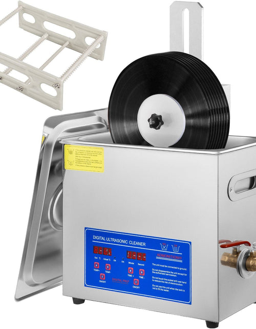 Load image into Gallery viewer, Ultrasonic Cleaner 6L Ultrasonic Vinyl Cleaner 7-12 Inch 8 Records Ultrasonic Vinyl Cleaning Machine 180W Ultrasonic Records Cleaner with Drying Rack for Home Store
