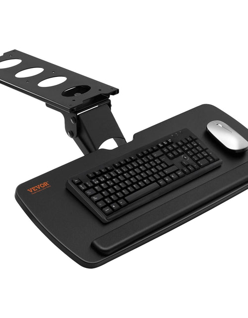 Load image into Gallery viewer, Keyboard Tray under Desk Adjustable Height, Height and Angle Adjustable under Desk Keyboard Tray Slide out, Large 25x9.8 inch Keyboard Holder under Desk for Typing in Home, Office Work
