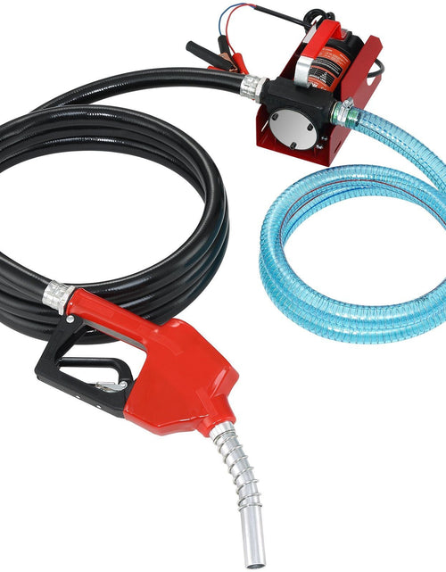 Load image into Gallery viewer, Diesel Fuel Transfer Pump Kit,10 GPM 12V DC Portable Electric Self-Priming Fuel Transfer Extractor Pump Kit with Automatic Shut-off Nozzle Hose for Diesel, Kerosene, Machine, Transformer Oil
