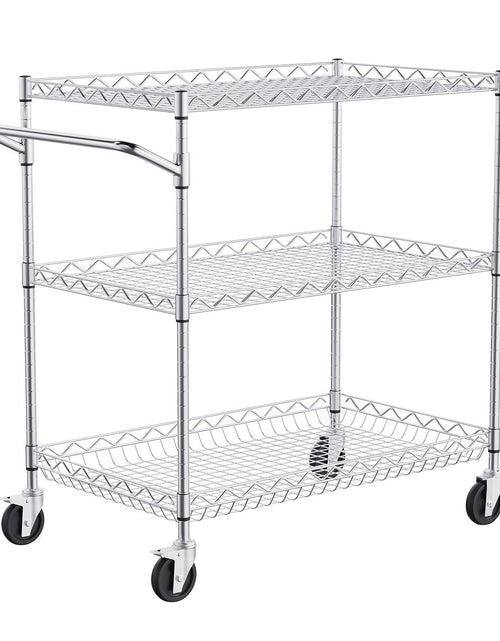 Load image into Gallery viewer, 3-Tier Utility Cart Rolling Cart on Wheels 30"x18"x32.4" 661 LBS 6 Hooks
