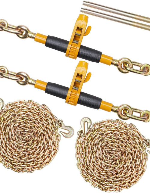 Load image into Gallery viewer, Ratchet Chain Binder, 5/16"-3/8" Heavy Duty Load Binders, with G80 Chains 7100 lbs Secure Load Limit, Labor-saving Anti-skid Handle, Tie Down Hauling Chain Binders for Flatbed Truck Trailer, 2 P
