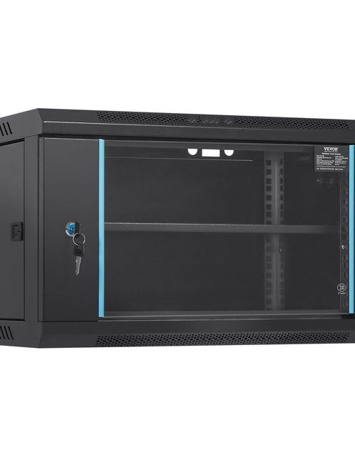 Load image into Gallery viewer, 6U Wall Mount Network Server Cabinet, 15.5'' Deep, Server Rack Cabinet Enclosure, 200 lbs Max. Ground-mounted Load Capacity, with Locking Glass Door Side Panels, for IT Equipment, A/V Devices
