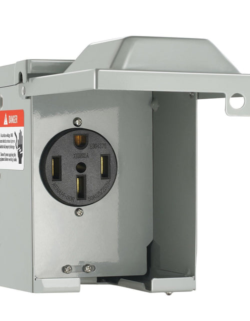 Load image into Gallery viewer, 50 Amp RV Power Outlet Box, 125/250 Volt, Enclosed Lockable Outdoor RV Receptacle Box, NEMA 14-50R Weatherproof Electrical Panel, for RV Camper Trailer Motorhome Tested to UL Standards
