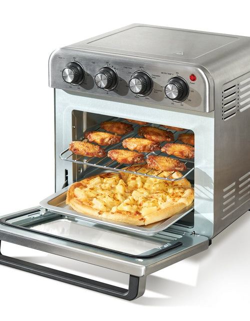 Load image into Gallery viewer, 7-IN-1 Air Fryer Toaster Oven, 18L Convection Oven, 1700W Stainless Steel Toaster Ovens Countertop Combo with Grill, Pizza Pan, Gloves, 6 Slices Toast, 10-inch Pizza, Home and Commercial Use
