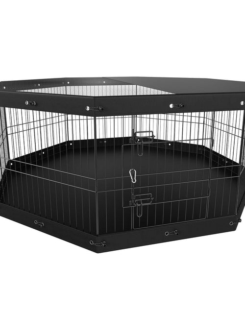 Load image into Gallery viewer, Dog Playpen, 8 Panels Foldable Metal Dog Exercise Pen with Top Cover and Bottom Pad, 24" H Pet Fence Puppy Crate Kennel, Indoor Outdoor Dog Pen for Small Medium Pets, for Camping, Yard
