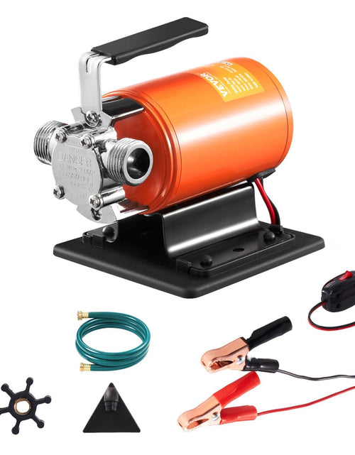 Load image into Gallery viewer, Water Transfer Pump, 12V DC 360 GPH 1/10HP, Portable Electric Utility Pump with 6 ft Suction Hose Kit, Impeller, Suction Strainer, for Garden, Rain Barrel, Pool, Pond, Hot Tub, Aquarium Draining
