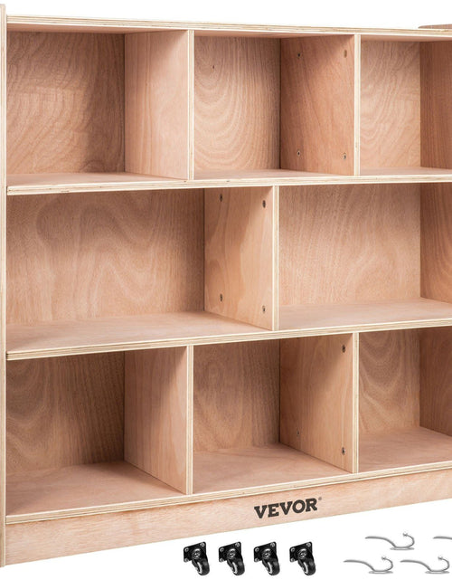 Load image into Gallery viewer, Classroom Storage Cabinet Plywood 8-Section Preschool Storage Shelves 36 Inch High Classroom Cabinet Storage with Casters
