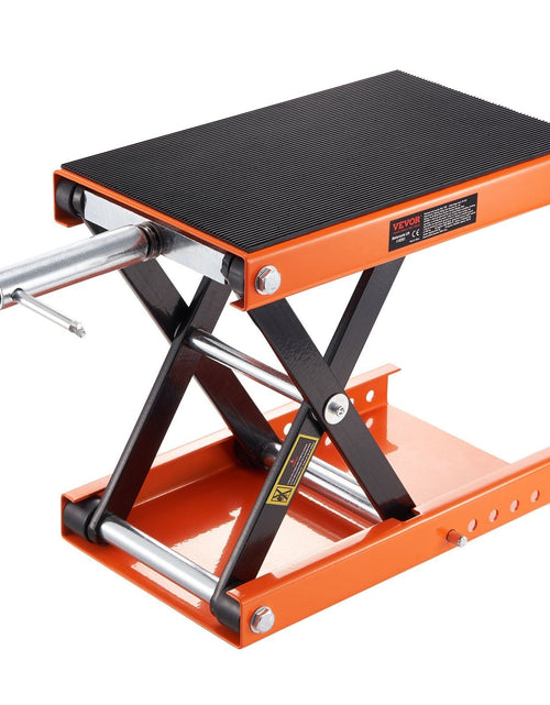 Load image into Gallery viewer, Motorcycle Lift, 1100 LBS Motorcycle Scissor Lift Jack with Wide Deck &amp; Safety Pin, 3.7"-13.8" Center Hoist Crank Stand, Steel Scissor Jack for Street Bikes, Cruiser Bikes, Touring Motorcycles
