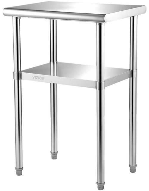 Load image into Gallery viewer, Stainless Steel Prep Table, 24 x 18 x 36 Inch, 600lbs Load Capacity Heavy Duty Metal Worktable with Adjustable Undershelf &amp; Feet, Commercial Workstation for Kitchen Restaurant Garage Backyard
