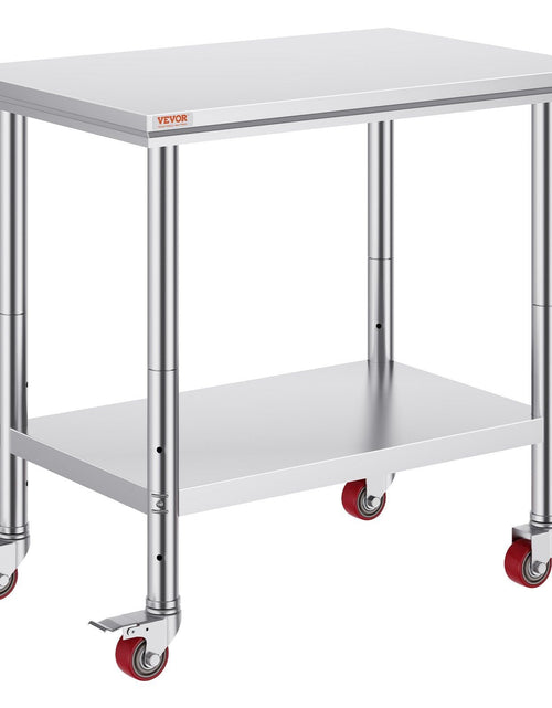 Load image into Gallery viewer, Stainless Steel Work Table 36x24 Inch with 4 Wheels Commercial Food Prep Worktable with Casters Heavy Duty Work Table for Commercial Kitchen Restaurant
