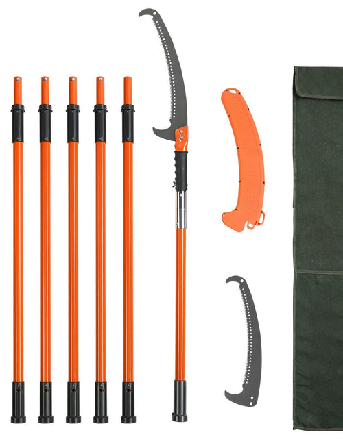 Load image into Gallery viewer, Manual Pole Saw, 7.3-27 ft Extendable Tree Pruner, Sharp Steel Blade High Branches Trimming, Manual Branch Trimmer with Lightweight 8 Fiberglass Handles, for Pruning Palms and Shrubs
