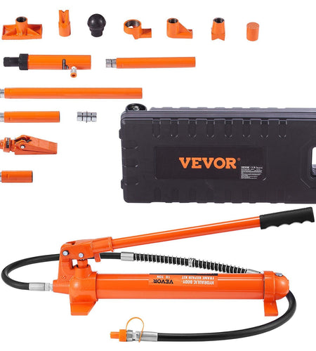 10 Ton Porta Power Kit, Hydraulic Ram with Pump, Car Jack with 4.6 ft/1.4 m Oil Hose, Bent Frame Repair Tool with Storage Case for Automotive, Garage, Heavy Equipment, Mechanic (22046 LBS)