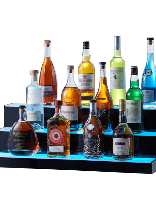 Load image into Gallery viewer, LED Lighted Liquor Bottle Display Bar Shelf RF &amp; App Control 30" 3-Step
