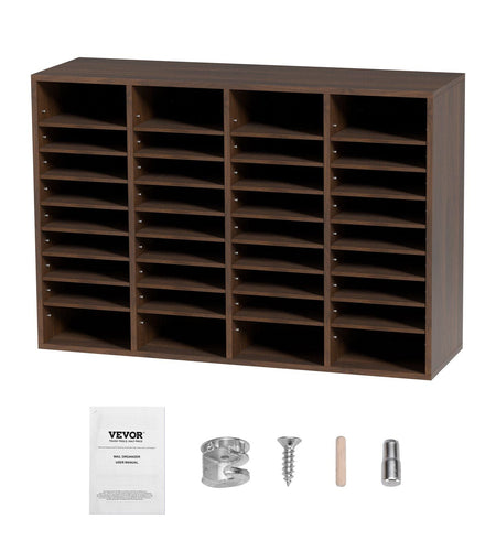 Literature Organizers, 36 Compartments Office Mailbox with Adjustable Shelves, Wood Literature Sorter 39.3x12x26.8 inches for Office, Home, Classroom, Mailrooms Organization, EPA Certified Brown