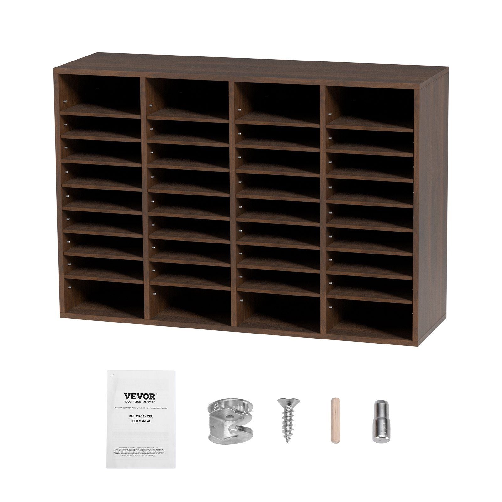 Literature Organizers, 36 Compartments Office Mailbox with Adjustable Shelves, Wood Literature Sorter 39.3x12x26.8 inches for Office, Home, Classroom, Mailrooms Organization, EPA Certified Brown