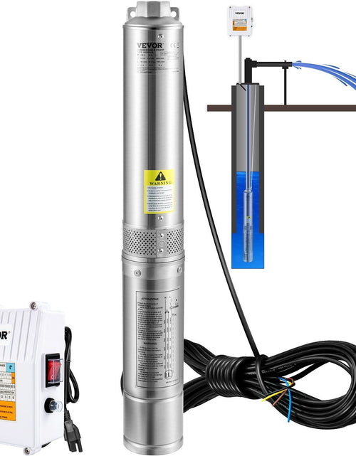 Load image into Gallery viewer, Deep Well Submersible Pump, 1.5HP 115V/60Hz, 37gpm 276ft Head, with 33ft Cord &amp; External Control Box, 4" Stainless Steel Water Pump for Industrial, Irrigation and Home Use, IP68 Waterproof
