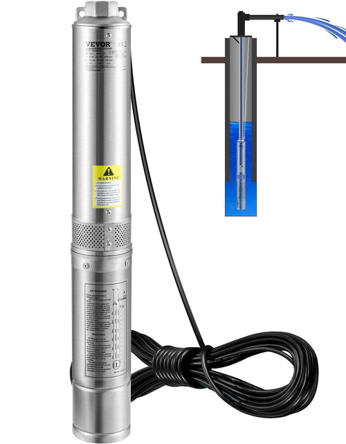 Load image into Gallery viewer, Deep Well Submersible Pump, 0.5HP 230V/60Hz, 28gpm 167ft Head, with 33ft Electric Cord, 4" Stainless Steel Water Pumps for Industrial, Irrigation and Home Use, IP68 Waterproof Grade
