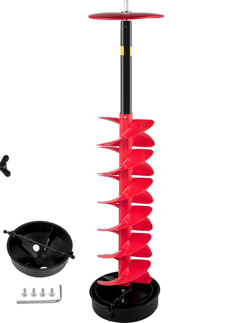 Load image into Gallery viewer, Ice Drill Auger, 6" Diameter Nylon Ice Auger, 39" Length Ice Auger Bit,Auger Drill with 11.8" Extension Rod,Auger Bit w/Drill Adapter,Top Plate &amp; Blade Guard for Ice Fishing Ice Burrowing Red
