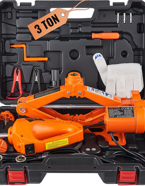 Load image into Gallery viewer, Electric Car Jack, 3 Tons /6600 lbs Scissor Jack with Electric Impact Wrench, 12V Car Jack with Double Saddles with Remote Control, Portable Car Jack Lifting for Sedan, SUV, Truck Tire Change
