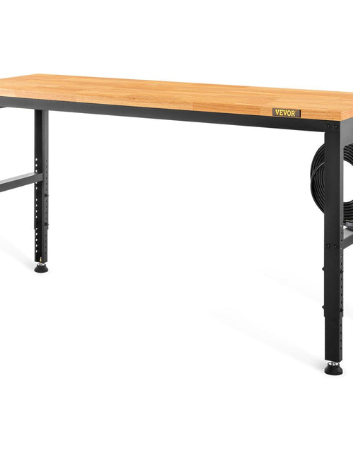 Load image into Gallery viewer, Workbench Adjustable Height, 48" L X 20" W X 38.1" H Garage Table w/ 28.3" - 38.1" Heights &amp; 2000 LBS Load Capacity, with Power Outlets &amp; Hardwood Top &amp; Metal Frame &amp; Foot Pads, for Office Home
