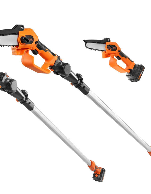 Load image into Gallery viewer, 2-in-1 Cordless Pole Saw &amp; Mini Chainsaw, 20V 2Ah Battery Pole Chainsaw, 5" Cutting Capacity 8 ft Reach Pole Saw for Branch Cutting &amp; Tree Trimming (Battery and Blade Cover Included)
