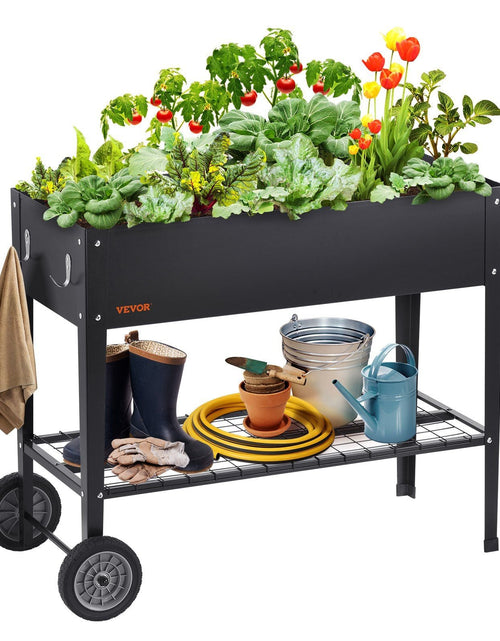 Load image into Gallery viewer, Raised Garden Bed, 42.5 x 19.5 x 31.5 inch Galvanized Metal Planter Box, Elevated Outdoor Planting Boxes with Legs, for Growing Flowers/Vegetables/Herbs in Backyard/Garden/Patio/Balcony, Black
