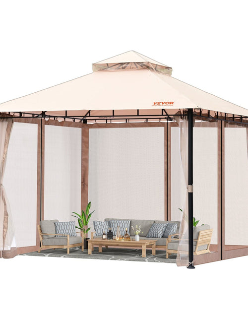 Load image into Gallery viewer, Patio Gazebo for 6-8 Person, 10 x 10 FT Backyard Gazebo, with Mosquito Netting, Metal Frame, and PU Coated 180G Polyester, Outdoor Canopy Shelter for Patio, Backyard, Lawn, Garden, Deck

