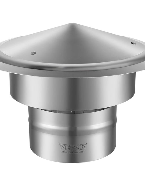 Load image into Gallery viewer, Chimney Cap, 6 inch, 304 Stainless Steel Round Roof Rain Cap, 11.81-inch Increased Caps, All Weather &amp; Reinforced Screws &amp; Easy Installation, for Perfect Insulation Vent Cover Outside, Silver
