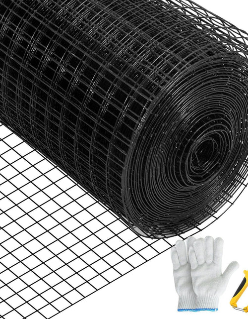 Load image into Gallery viewer, Hardware Cloth, 36" x 50' &amp; 1"x1" Mesh Size, Galvanized Steel Vinyl Coated 16 Gauge Chicken Wire Fencing w/A Cutting Plier &amp; A Pair of Fabric Gloves, for Garden Fencing &amp; Pet Enclosures, Black
