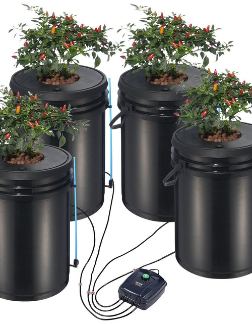 Load image into Gallery viewer, DWC Hydroponic System, 5 Gallon 4 Buckets, Deep Water Culture Growing Bucket, Hydroponics Grow Kit with Pump, Air Stone and Water Level Device, for Indoor/Outdoor Leafy Vegetables
