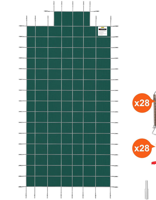 Load image into Gallery viewer, Pool Safety Cover Fits 16x32ft Rectangle Inground Safety Pool Cover Green Mesh with 4x8ft Center End Steps Solid Pool Safety Cover for Swimming Pool Winter Safety Cover
