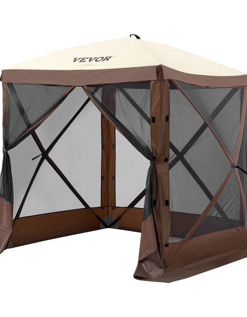 Load image into Gallery viewer, Pop Up Gazebo Tent, Pop-Up Screen Tent 4 Sided Canopy Sun Shelter with 4 Removable Privacy Wind Cloths &amp; Mesh Windows, 6x6FT Quick Set Screen Tent with Mosquito Netting, Brown
