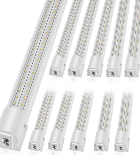 10 Pack LED Shop Light, 8 FT, 80W Linkable Shop Light Fixture, 10000 LM Ceiling Lights 59 in Power Cords with ON/OFF Switch 48 in Connector Cables, for Garage Warehouse Home Workkshop and Office