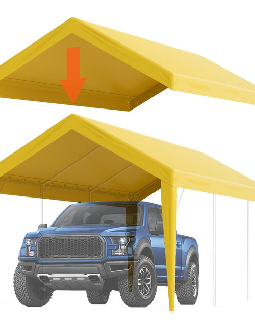 Load image into Gallery viewer, Carport Replacement Canopy Cover 10 x 20 ft, Garage Top Tent Shelter Tarp Heavy-Duty Waterproof &amp; UV Protected, Easy Installation with Ball Bungees,Beige (Only Top Cover, Frame Not Include)
